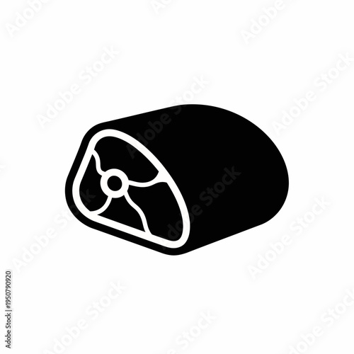 Minimalist black silhouette icon of a raw meat cut, ideal for food industry branding, culinary menus, and supermarket advertisements. Graphic for quality roasts, steaks, or chops