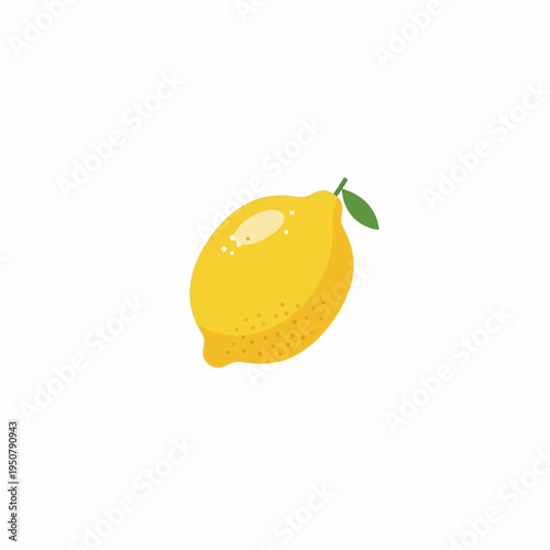 A bright yellow lemon icon with a green leaf, symbolizing freshness and citrus flavor, perfect for food and drink designs