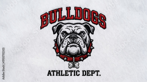 Vintage vector poster illustration featuring a retro art design of a bull and dog portrait head symbol on old paper with typography text