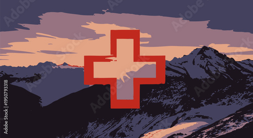 Red Cross Symbol Medical Aid Sign.