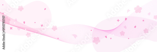 ピンクの桜が流れるウェーブのベクター背景画像