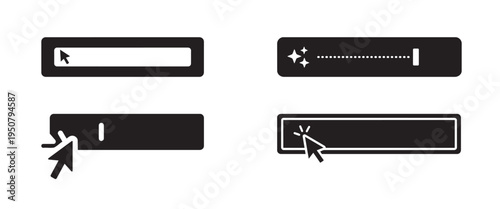 Search bar and AI prompt input field UI silhouette icon set