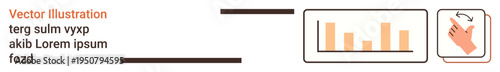 Data analytics, information processing, user interaction, business growth, touchscreen gesture, interface design. Bar chart and hand gesture icon. Data analytics and user interaction theme