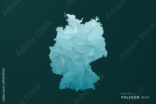 Germany Map - Polygon style vector illustration in green and blue low poly geometric design, clean minimal silhouette for infographic.