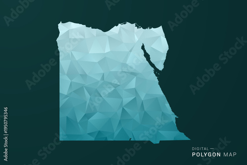 Egypt Map - Polygon style vector illustration in green and blue low poly geometric design, clean minimal silhouette for infographic.