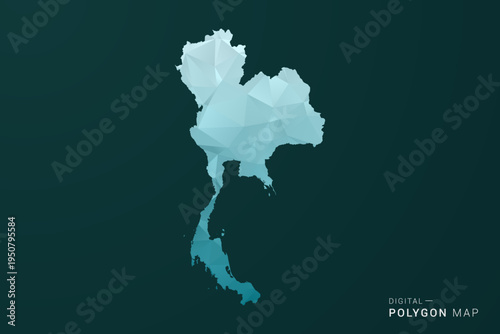 Thailand Map - Polygon style vector illustration in green and blue low poly geometric design, clean minimal silhouette for infographic.