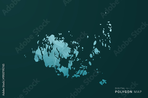 Aland Islands Map - Polygon style vector illustration in green and blue low poly geometric design, clean minimal silhouette for infographic.