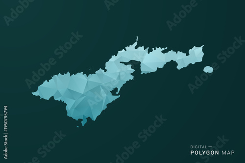 American Samoa Map - Polygon style vector illustration in green and blue low poly geometric design, clean minimal silhouette for infographic.