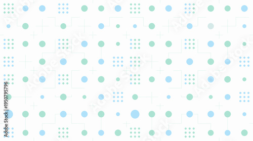 Clinical Abstract Geometric Design with Light Blue and Green Circles and Lines on a Clean White Background