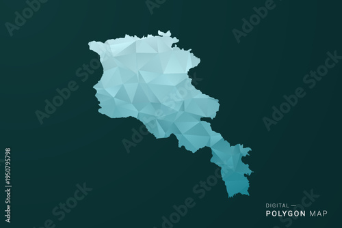 Armenia Map - Polygon style vector illustration in green and blue low poly geometric design, clean minimal silhouette for infographic.