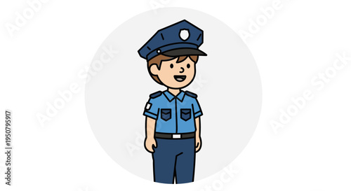 Smiling Cartoon Police Officer Illustration.