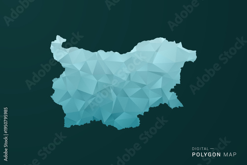 Bulgaria Map - Polygon style vector illustration in green and blue low poly geometric design, clean minimal silhouette for infographic.