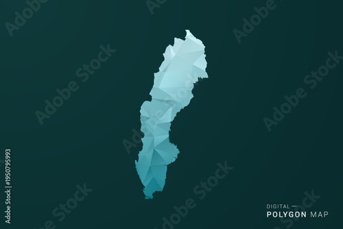 Sweden Map - Polygon style vector illustration in green and blue low poly geometric design, clean minimal silhouette for infographic.