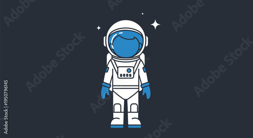 Astronaut in White Space Suit Illustration.