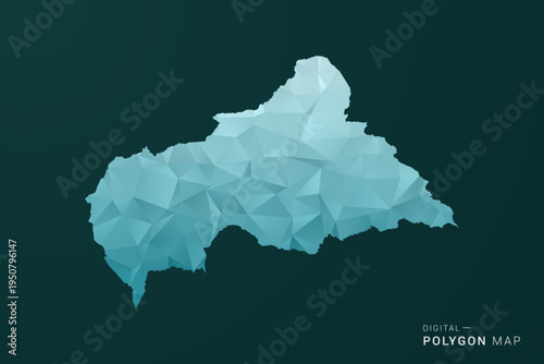 Central African Republic Map - Polygon style vector illustration in green and blue low poly geometric design, clean minimal silhouette for infographic.