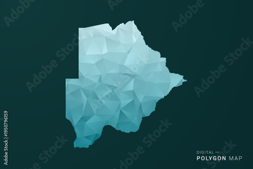 Botswana Map - Polygon style vector illustration in green and blue low poly geometric design, clean minimal silhouette for infographic.