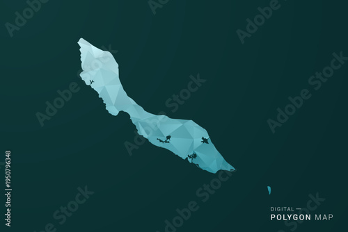 curacao Map - Polygon style vector illustration in green and blue low poly geometric design, clean minimal silhouette for infographic.