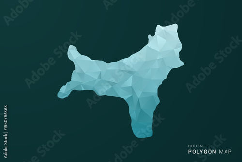 Christmas Island Map - Polygon style vector illustration in green and blue low poly geometric design, clean minimal silhouette for infographic.