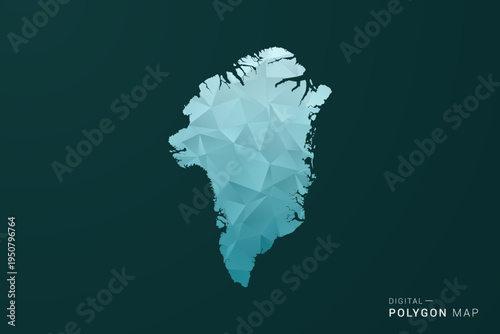 Greenland Map - Polygon style vector illustration in green and blue low poly geometric design, clean minimal silhouette for infographic.
