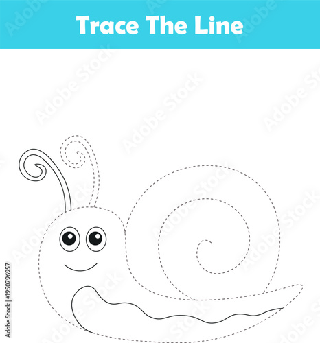 Handwriting Practice. Tracing lines and coloring animals for children. Vector Illustration