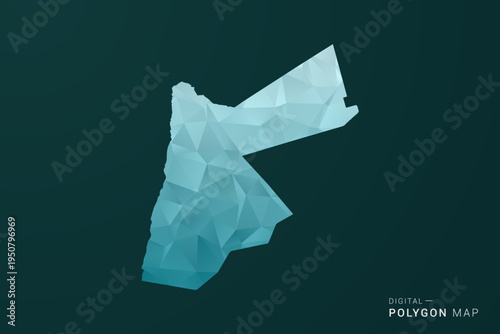 Jordan Map - Polygon style vector illustration in green and blue low poly geometric design, clean minimal silhouette for infographic.