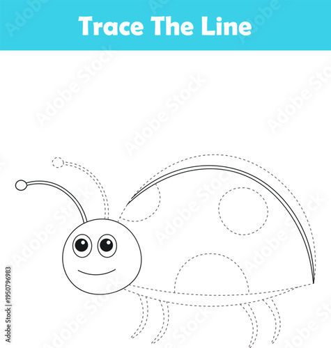 Handwriting Practice. Tracing lines and coloring animals for children. Vector Illustration