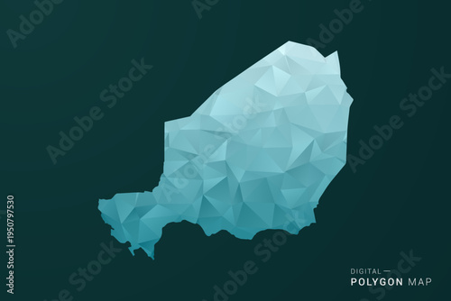Niger Map - Polygon style vector illustration in green and blue low poly geometric design, clean minimal silhouette for infographic.