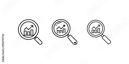Magnifying glass with chart vector icon. search icon vector illustration. magnifying glass icon vector. analysis icon vector
