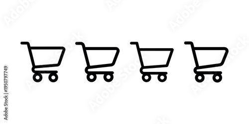 Set of shopping cart icons representing online shopping and commerce, symbolizing purchasing and retail activities