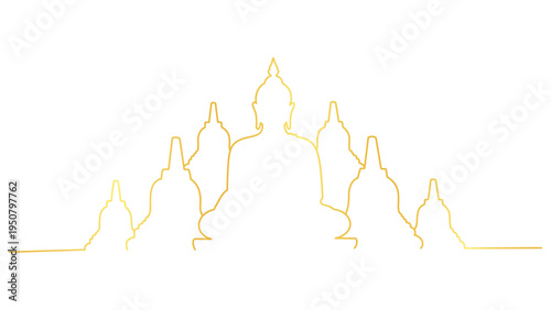 Golden Buddha Silhouette Temple Outline, Meditation, Buddhism, Spirituality