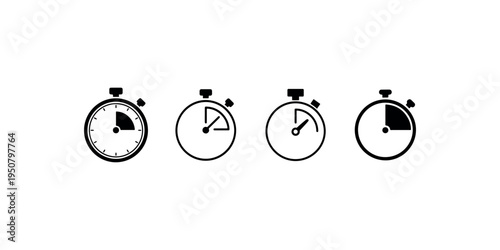 Collection of stopwatch icons indicating time, measurement, speed, and countdown elements, representing progress and efficiency