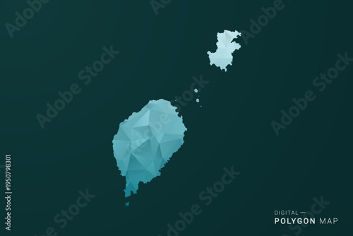 Sao Tome and Principe Map - Polygon style vector illustration in green and blue low poly geometric design, clean minimal silhouette for infographic.
