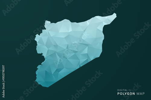 syria Map - Polygon style vector illustration in green and blue low poly geometric design, clean minimal silhouette for infographic.