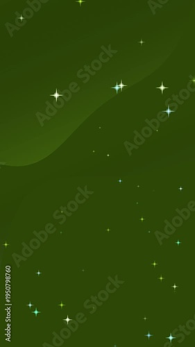 Green Night Sky with Twinkling Stars.