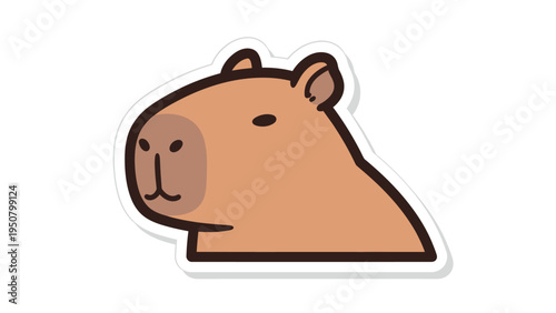 Cartoon Capybara Head Illustration.