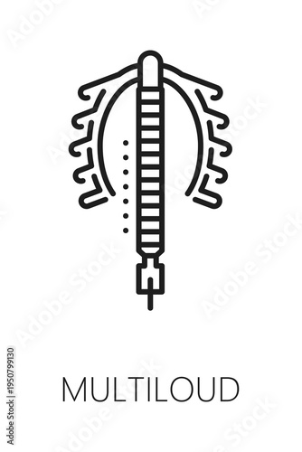 Multiloud contraception method line icon or sign. Pregnancy prevention outline vector sign, contraception symbol. Birth control method pictogram or icon with multiloud intrauterine coil device