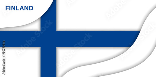 Paper cut flag of Finland, 6 December independence day national holiday vector papercut banner. Finland flag with blue Nordic cross on white background. Papercut Finnish national patriotic symbol