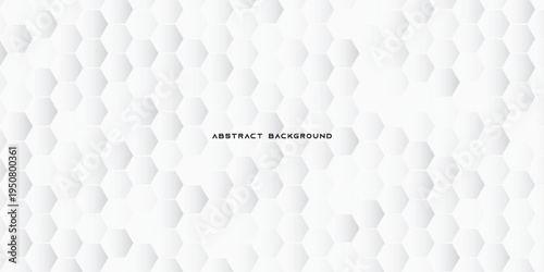 3D white abstract background overlap layer on bright space with embossed hexagons decoration. Modern graphic design element honeycomb style concept for web banner, art, flyer, card, or brochure cover