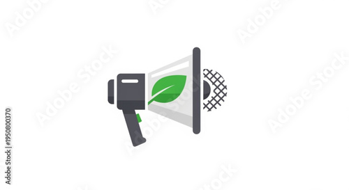Eco friendly megaphone with green leaf symbolizing environmental activism and sustainable living