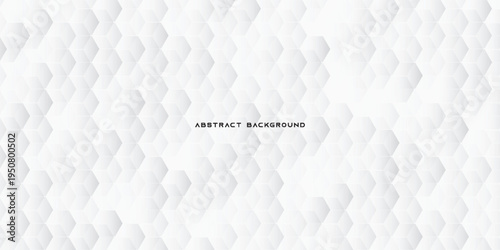3D white abstract background overlap layer on bright space with embossed hexagons decoration. Modern graphic design element honeycomb style concept for web banner, art, flyer, card, or brochure cover