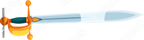 Pirate cold steel arm or weapon of saber sword or cutlass blade, cartoon vector. Caribbean pirates Medieval weapon or marine corsairs sabre arms of ancient maritime battle weaponry and naval blades