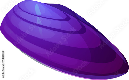 Sea coral reef purple oyster cartoon seashell or mussel. Underwater mollusk seashell, coral reef isolated conch. Ocean life cartoon shell