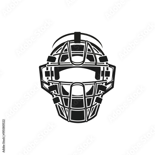 Sports Catcher's Mask Silhouette, Protective Gear for Baseball and Softball Athletes