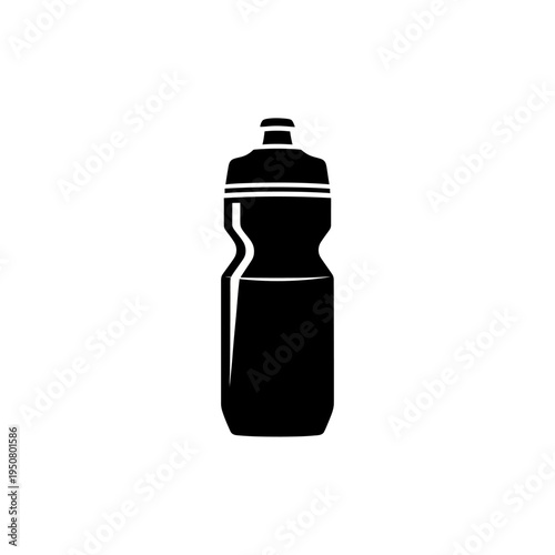 Icon of a black water bottle with a white background, symbolizing hydration and fitness