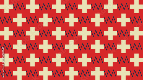 Retro Wave Graphic Pattern in Teal and Orange