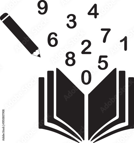 Education and Learning Numbers, Pencil and Book Icons
