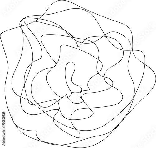 Circular frame composed of layered scribble path loops