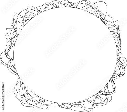 Circle ring composed of intersecting handdrawn lines
