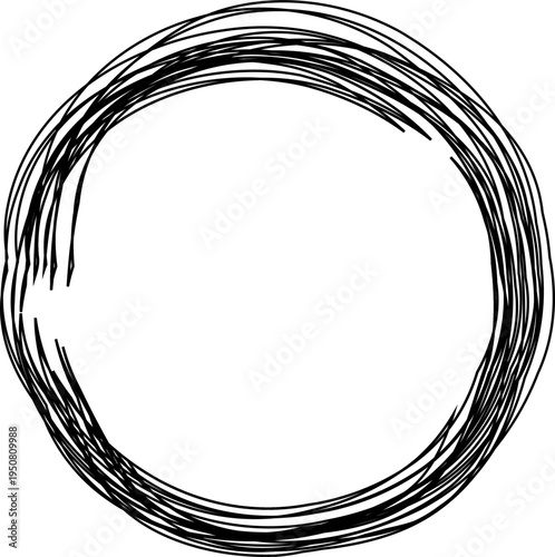 Circle ring composed of many handdrawn line loops
