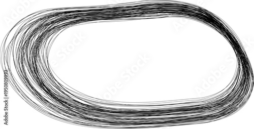 Rounded frame composed of dense scribble line structure